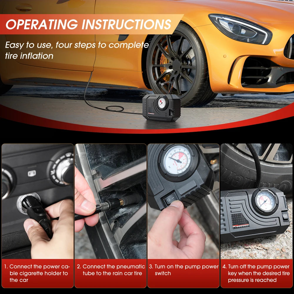 Compresseur portable CARSUN pour voiture, moto et vélo