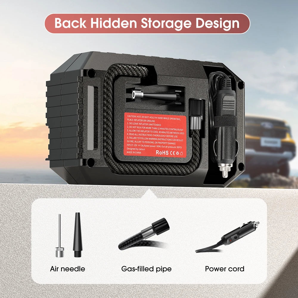 Compresseur AirGo CARSUN - câble et accessoires